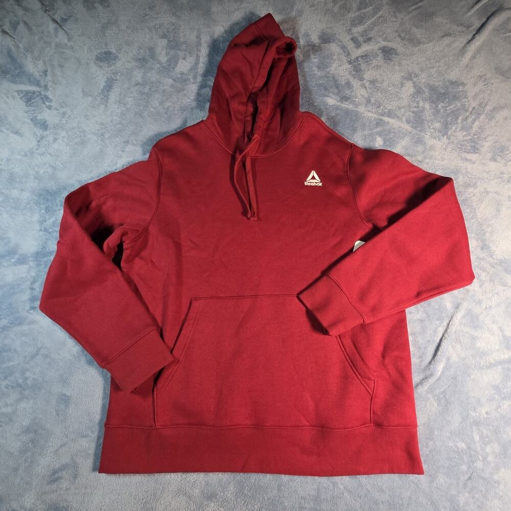 Reebok Hoodie Mens XL Red Pullover Fleece Logo Sweatshirt New With Tags